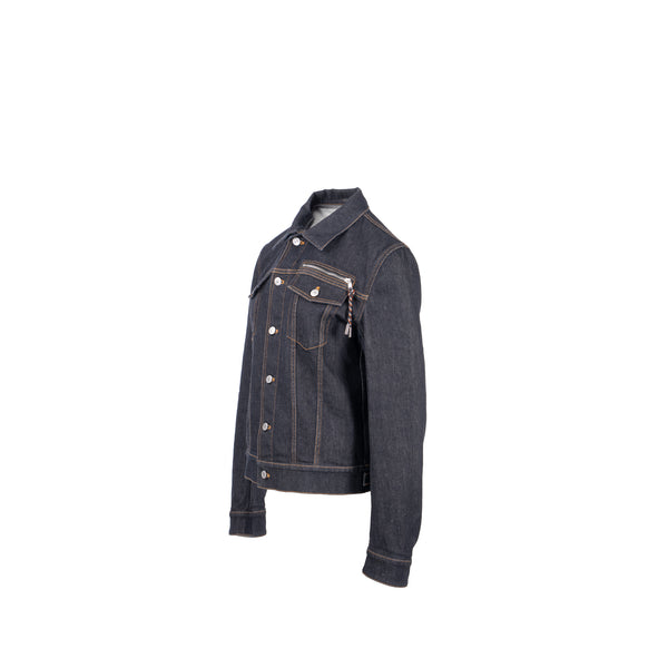 DIOR HOMME Size 50 Rope Zipper Pull Pocketed Jacket Cotton Dark Indigo Blue Denim