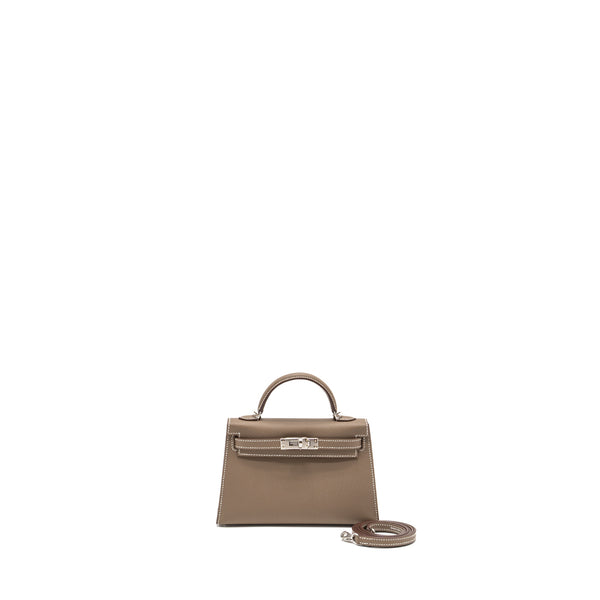 Hermes mini Kelly II epsom etoupe SHW stamp B