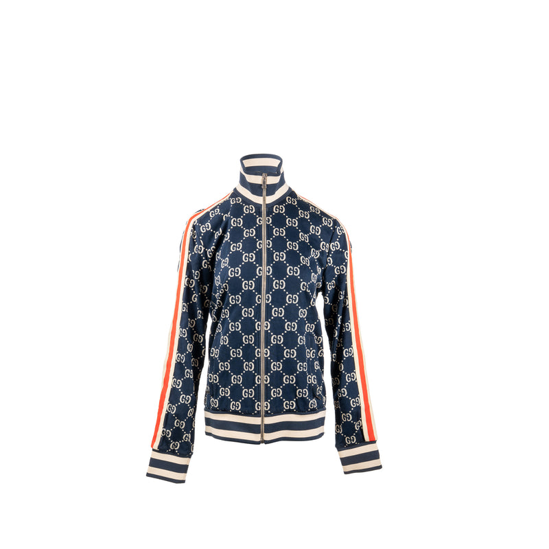 Gucci Size L GG Jacquard Striped Jacket Cotton Multicolour