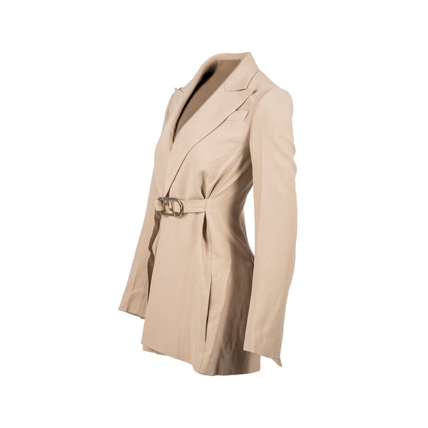 Fendi size 34 jacket silk/viscose/polyamide beige