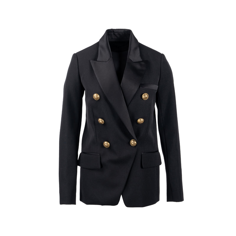 Balmain size 34 classic wool jacket black with gold button