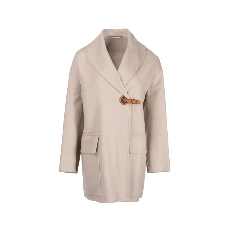 Hermes Sizer 38 Caban Fermoir Oeillet Double Face Coat Cashmere Beige Argile