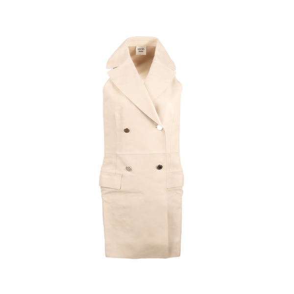 Hermes size 38 long lambskin vest beige