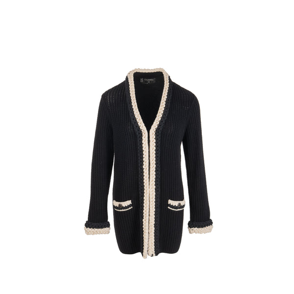 Chanel size 34 22C cardigan Cotton/Polyamide black / ecru