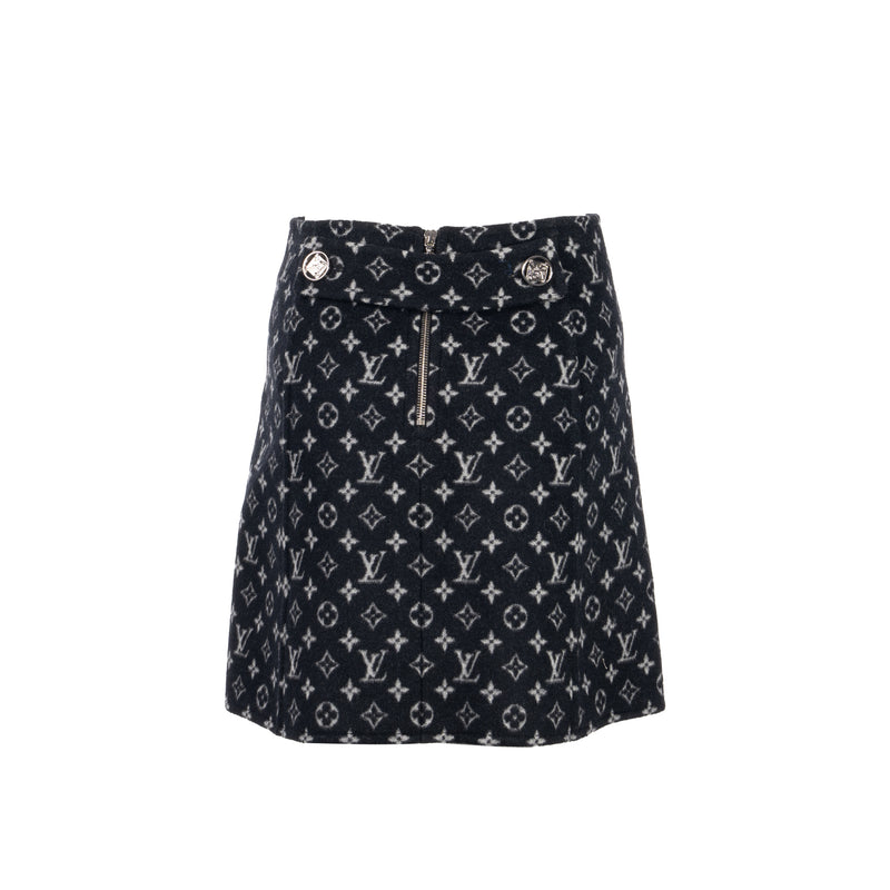 Louis Vuitton size 34 Mini Skirt wool monogram print black