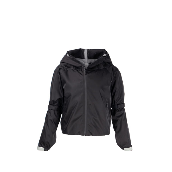 Prada Size 40S Windbreaker Crop Jacket Polyamide Black