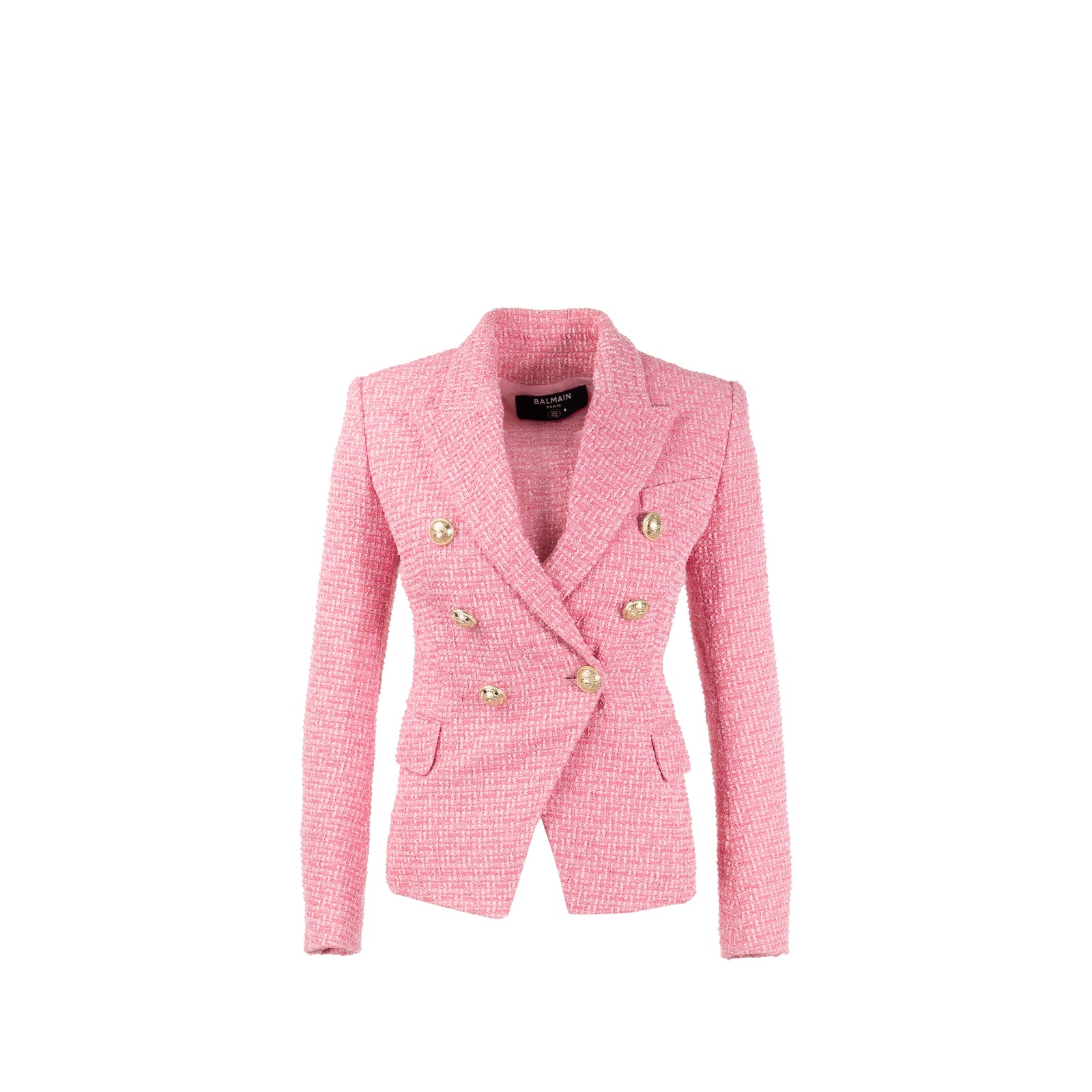 ジャケット Balmain Pink Tweed Blazer Balmain Size 34 Tweed Jacket Cotton/Polyamide/Virgin Wool Pink