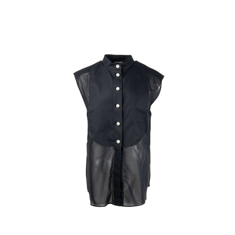 Chanel Size 36 Sleeveless Shirt Cotton Black