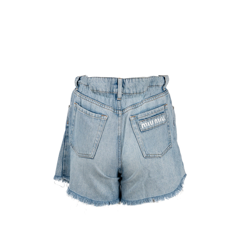 Miu miu size 24 sapphire denim blue shorts