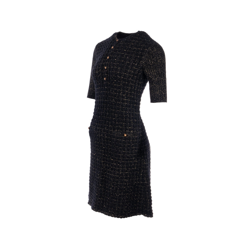 slim fit dress slacks Chanel size 36 tweed dress black / gold slim fit dress slacks Chanel size 36 tweed dress black / gold