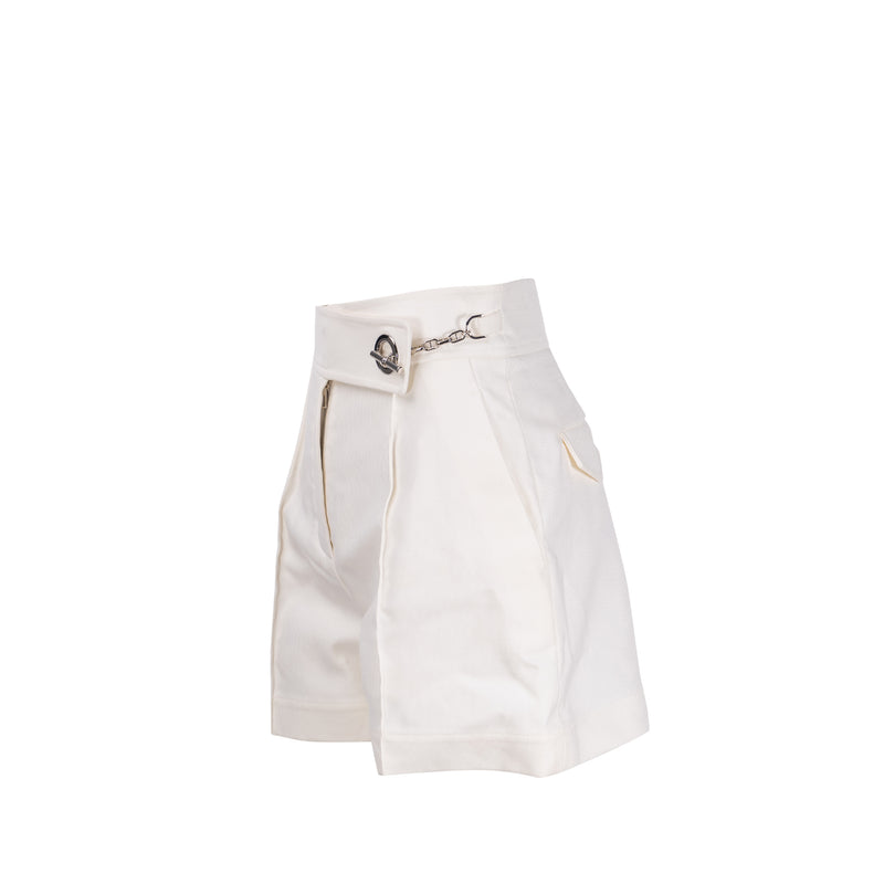 Hermes Size 36 Detail Chaine D’Ancre Short Cotton Blanc