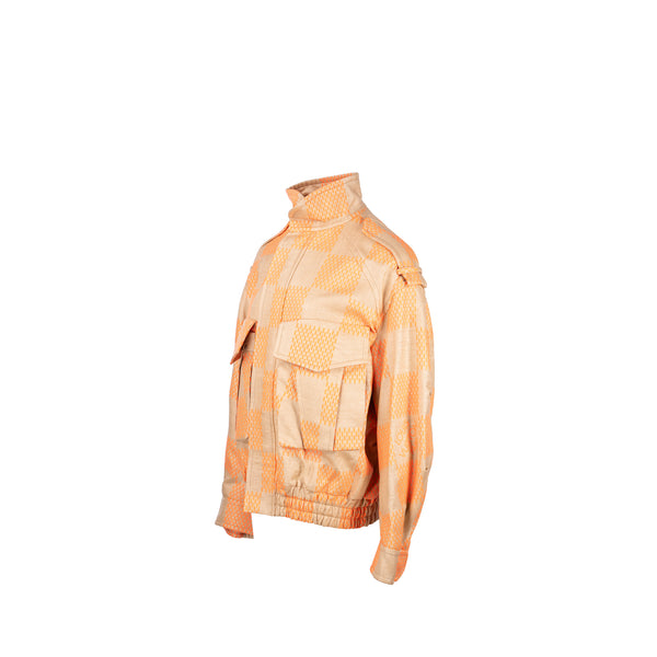 Louis Vuitton Size 48 Raffia Fluo Damier Utility Parka Jacket Polyamide/Cotton Orange/Multicolour