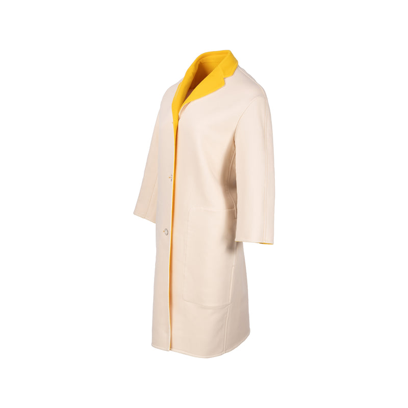 Hermes size 34 classic coat Virgin Wool / Cashmere cream / yellow