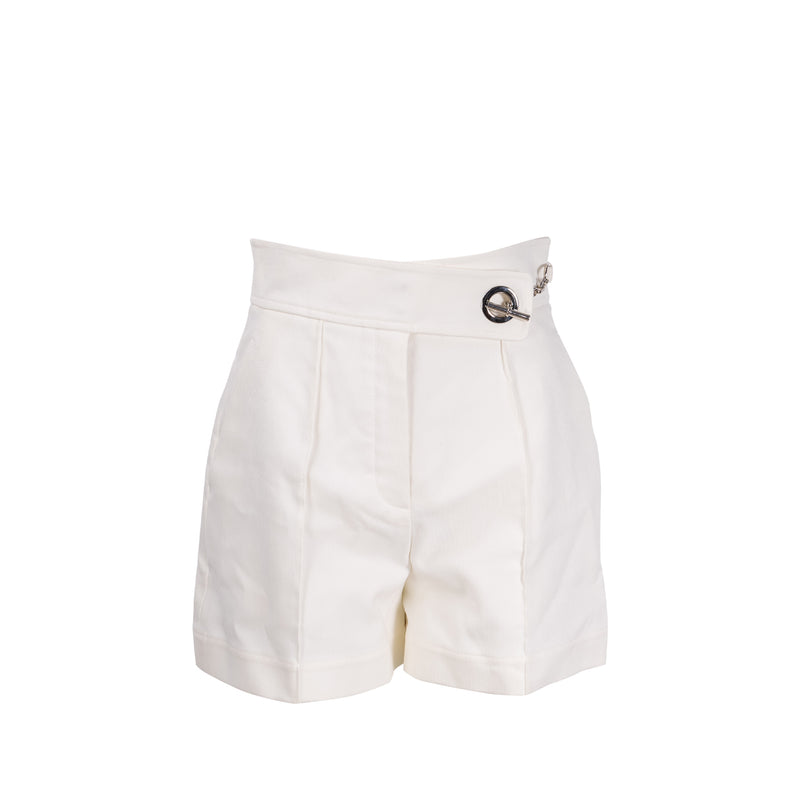 Hermes Size 36 Detail Chaine D’Ancre Short Cotton Blanc