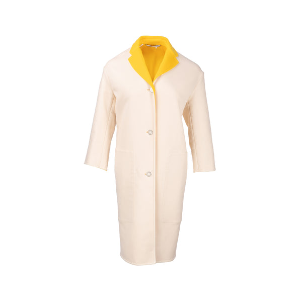 Hermes size 34 classic coat Virgin Wool / Cashmere cream / yellow