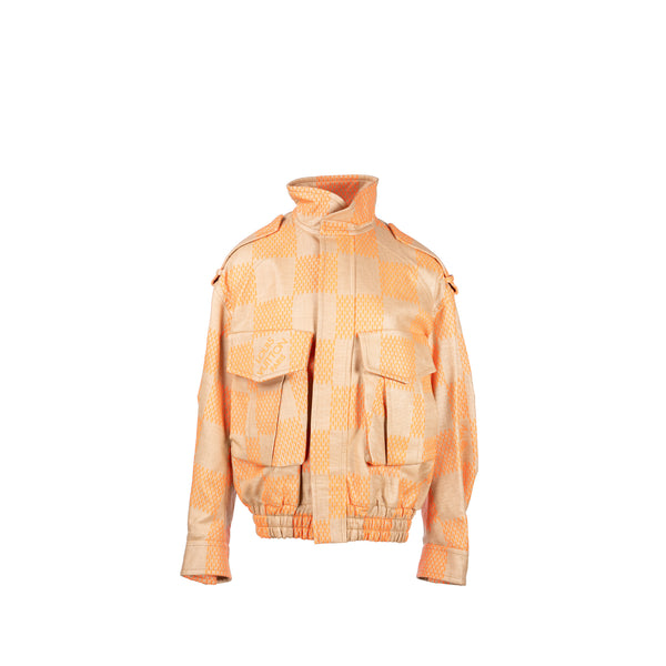 Louis Vuitton Size 48 Raffia Fluo Damier Utility Parka Jacket Polyamide/Cotton Orange/Multicolour