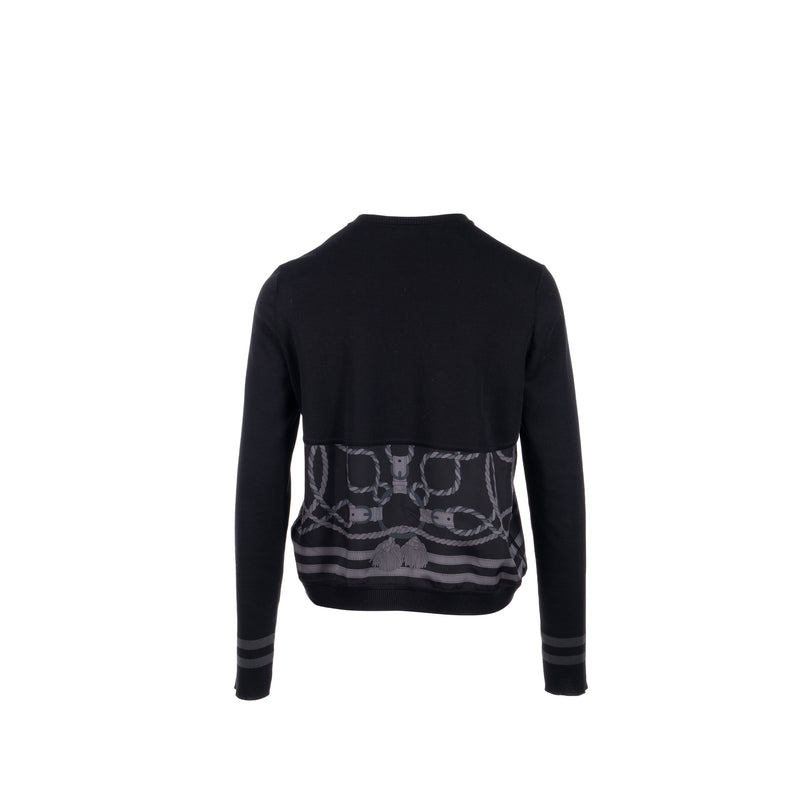Hermes Size 38 Cardigan Zippe Twillaine Silk/Cotton Noir