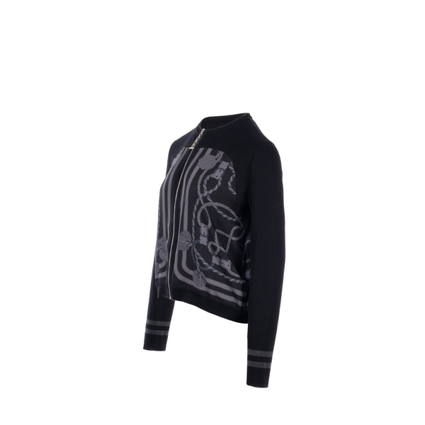 Hermes Size 38 Cardigan Zippe Twillaine Silk/Cotton Noir