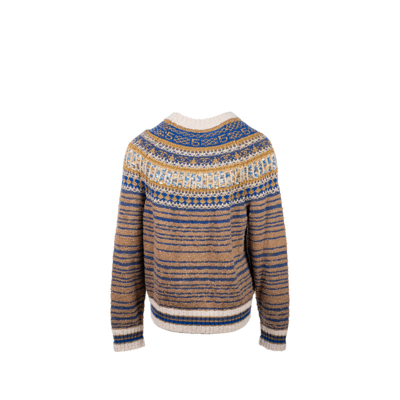 CHANEL SIZE 40 sweater silk/cashmere/Mohair Brown/Blue/Multicolour