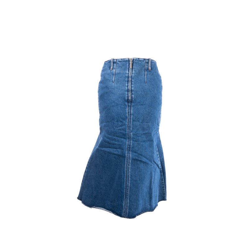 Balenciaga Size 36 Godet Peplum-style Denim Skirt Cotton Blue