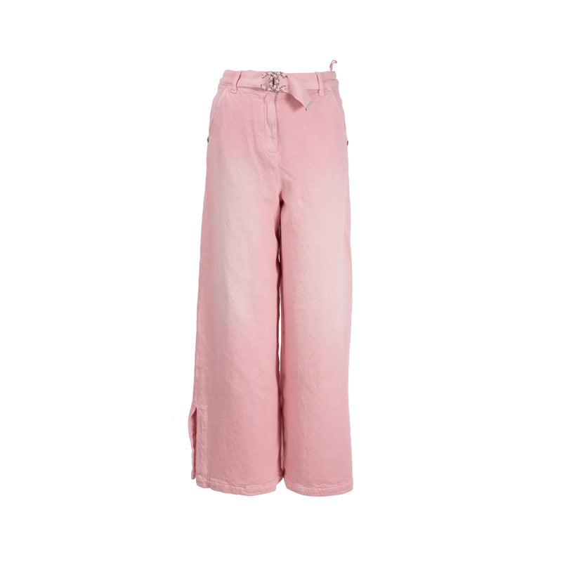 Chanel Size 36 Wide Leg Pants Cotton Pink