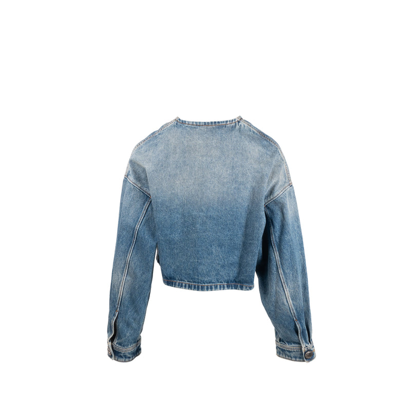 Prada Size 36 Denim Blouson Jacket Cotton Sky Blue