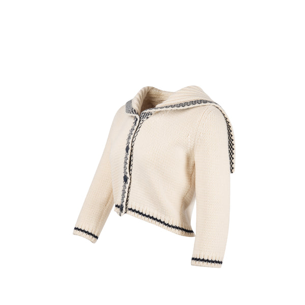 Dior Size 36 Marineiere Cardigan Virgin Wool/Cashmere Beige