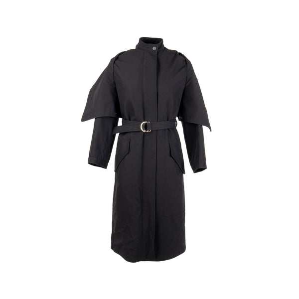 Hermes Size 34 Long Trench Coat Polyamide Black