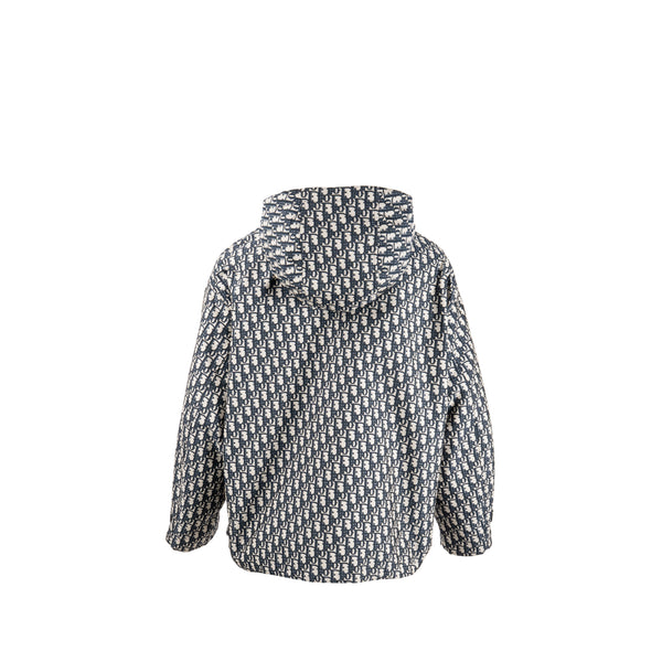 Dior Size XS Dior Oblique Motif Hooded Jacket Polyester Blue