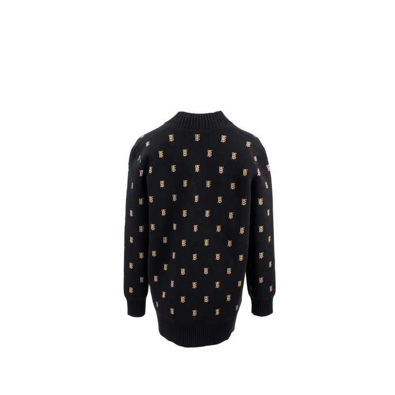 Burberry Size S Palena TB-Monogram Cardigan Wool Black/ Beige