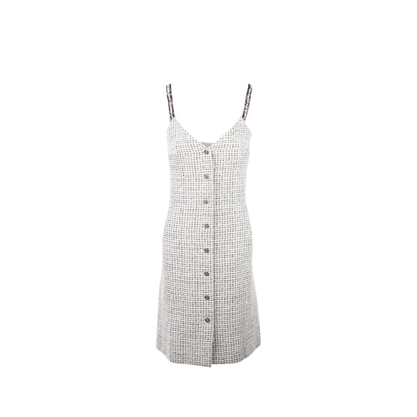 Chanel size 34 21P Tweed dress cotton/polyester white/black