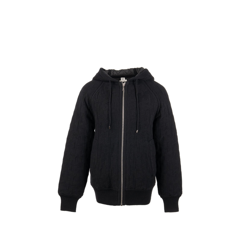 Hermes Size 36 Zip Blouson Jacket Virgin Wool Black