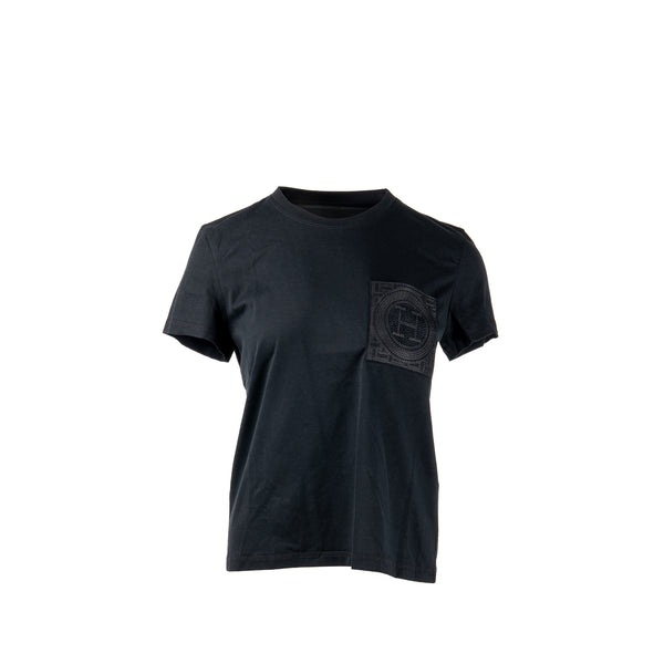 Hermes Size 38 Droit Pochette Brodee T-Shirt Cotton Black