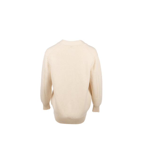 Hermes Size 34 One Button Cardigan Cashmere Off-White
