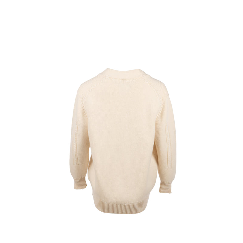 Hermes Size 34 One Button Cardigan Cashmere Off-White