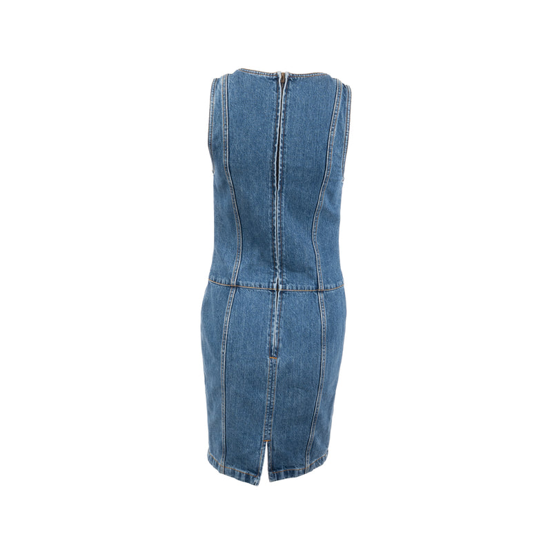 Chanel Size 34 22K Detailed Button Denim Dress Cotton Blue