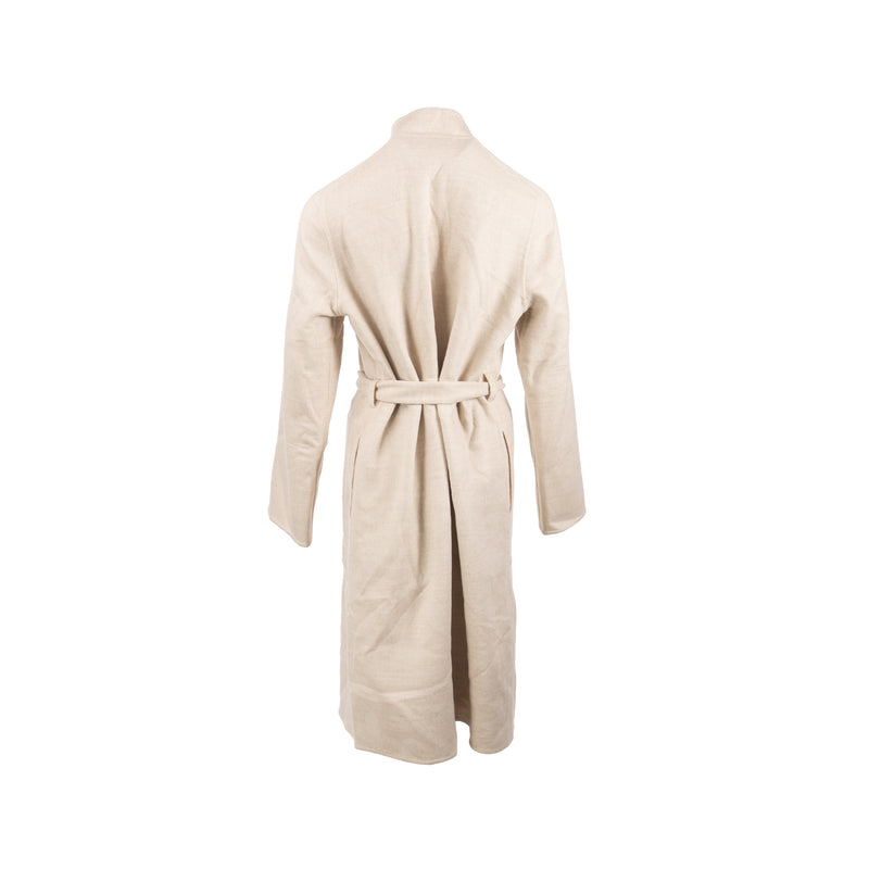 Hermes size 36 long cashmere coat beige