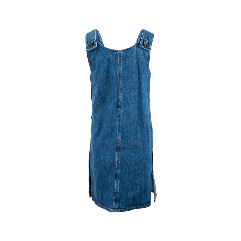 Miu Miu Size 40 Appliquéd Mini Dress Cotton Denim Blue