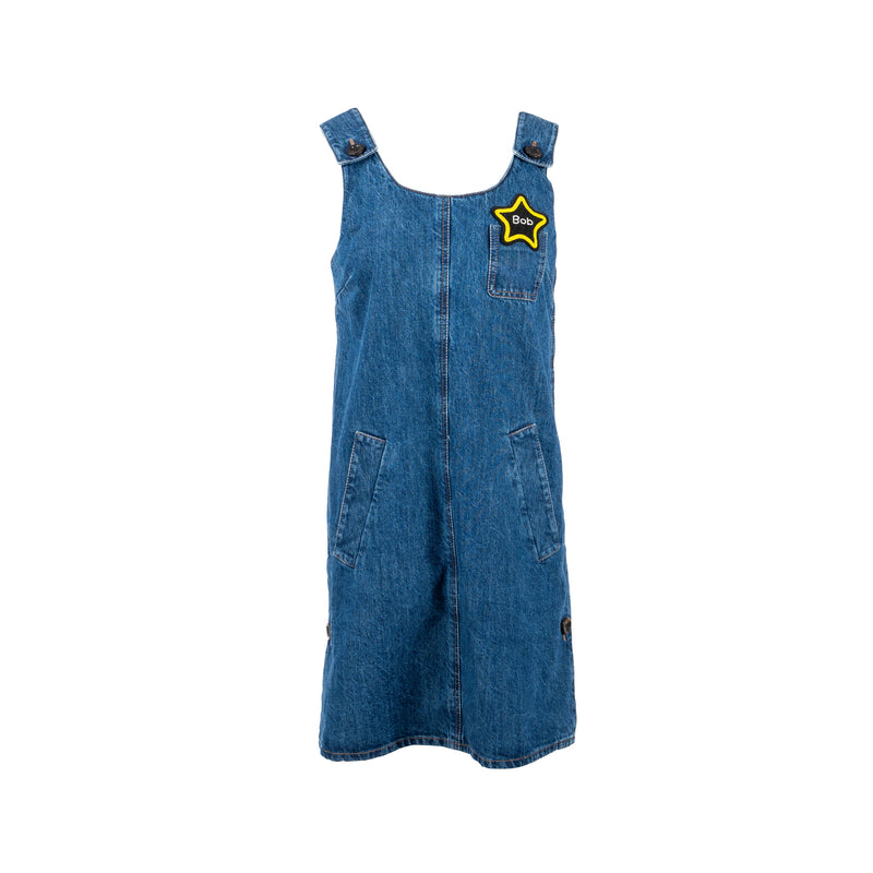 miu miu denim dress Miu Miu Denim Logo-Embroidered Mini Dress