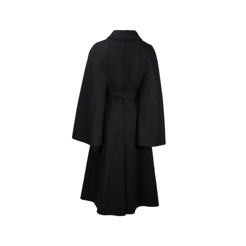 Dior Size 36 Coat with Belt Wool/Rabbit Hair Black