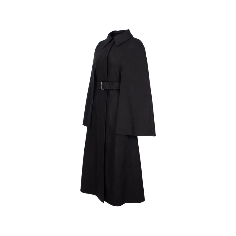 Dior Size 36 Coat with Belt Wool/Rabbit Hair Black