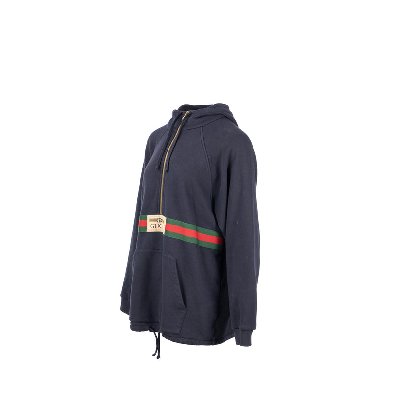 Gucci Size S Graphic Print Hoodie Cotton Navy/Multicolour