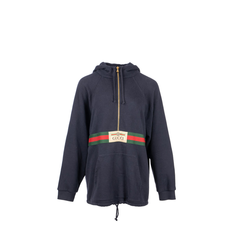 Gucci Size S Graphic Print Hoodie Cotton Navy/Multicolour