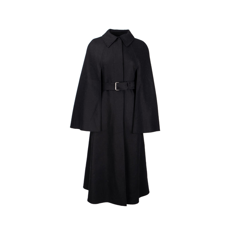 Dior Size 36 Coat with Belt Wool/Rabbit Hair Black