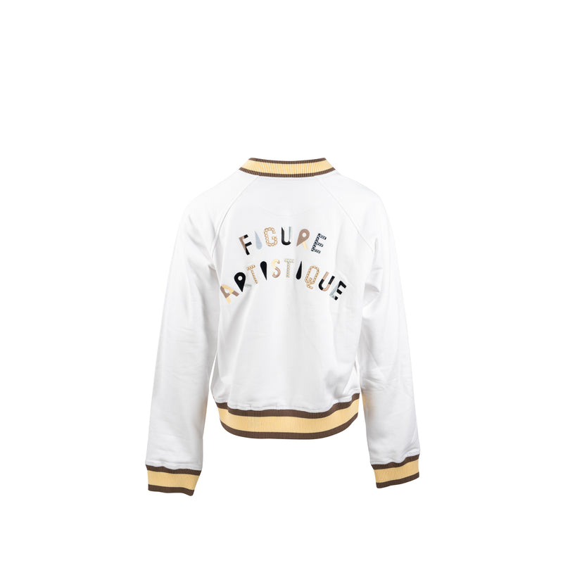 HERMES Size 40 Embroidered Sweatshirt Cotton White/Multicolour