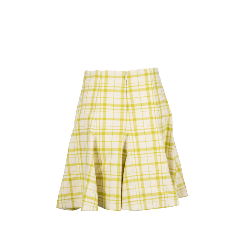 Dior Size 36 Pop Check Skirt Virgin Wool Light Green/ White