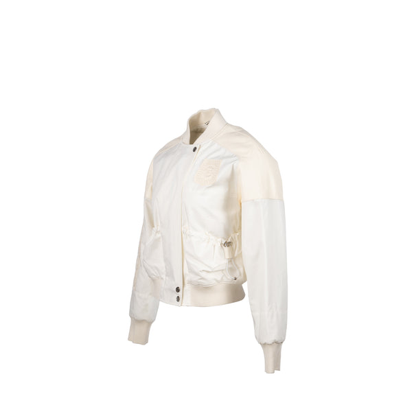 Hermes Size 34 blouson bride esprit bombers jacket cotton/ polyamide white