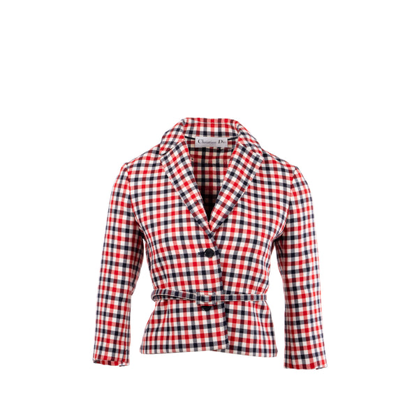 Dior size 34 Plaid Patterns jacket virgin wool red/ multicolour