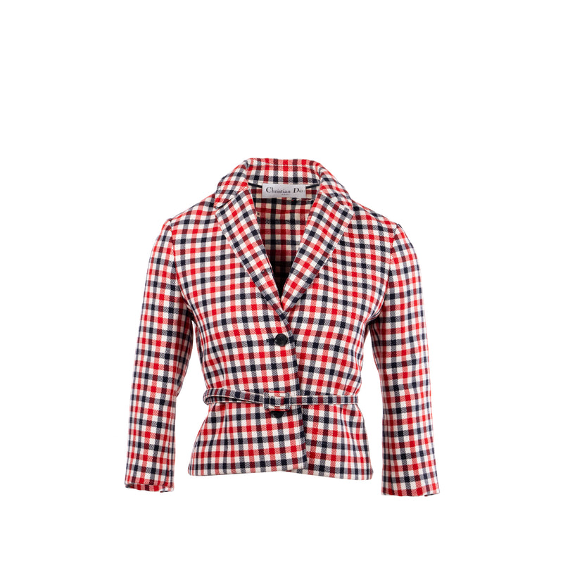 Dior size 34 Plaid Patterns jacket virgin wool red/ multicolour