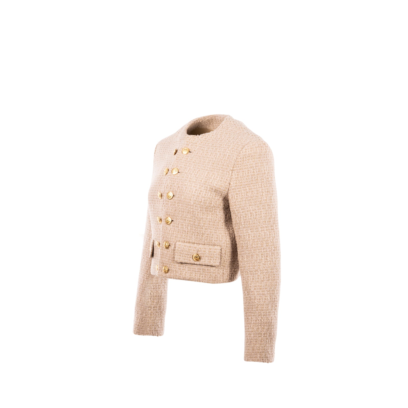 Celine size 34 Chasseur Jacket in Braided Boucle Tweed Corde beige